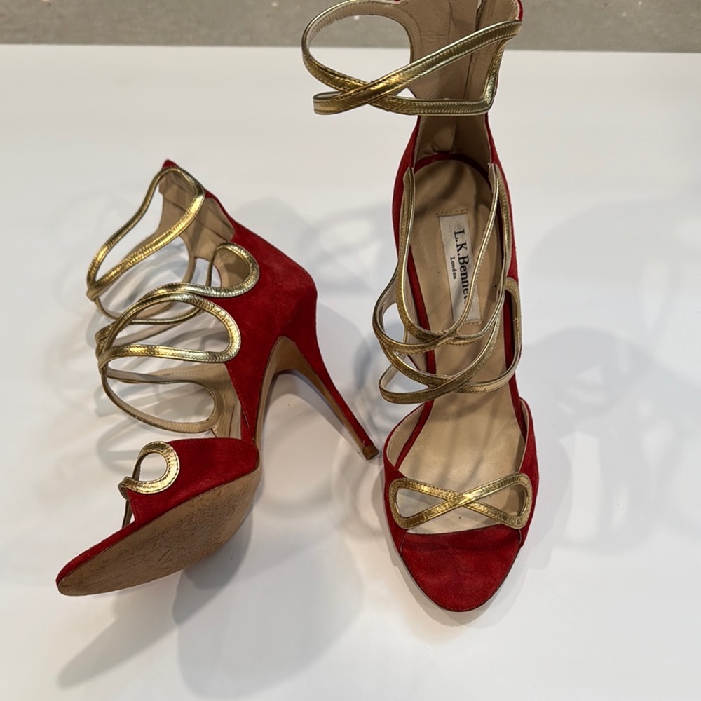 LK Bennett Red and Gold Stiletto Heels